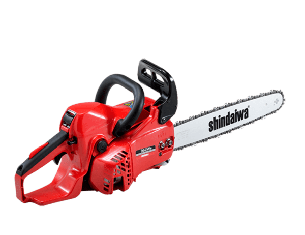 "High performance Shindaiwa professional grade chainsaw in action"