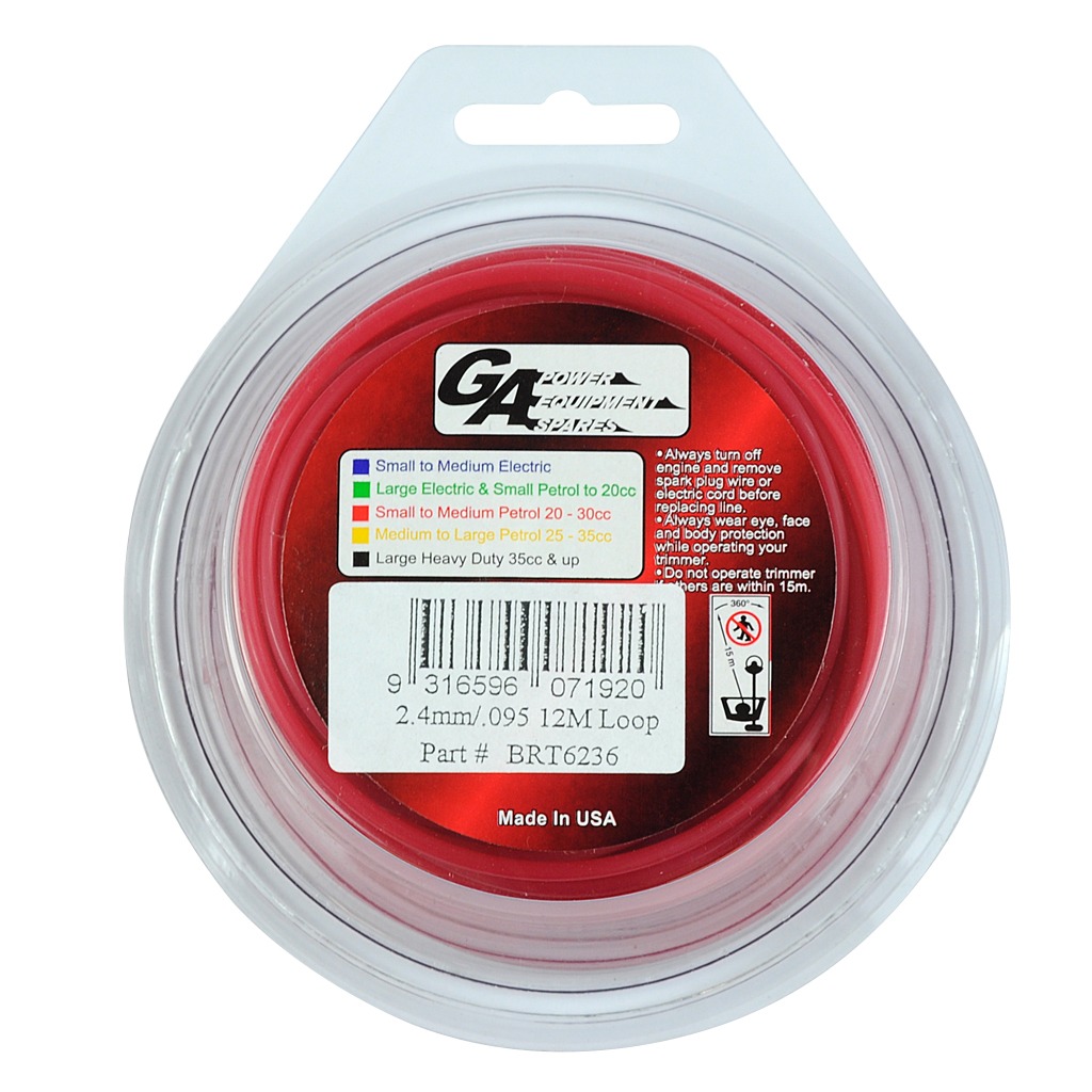 PRO FIT TRIMMER LINE RED 095  250MM CARDED LOOP LENGTH 12M