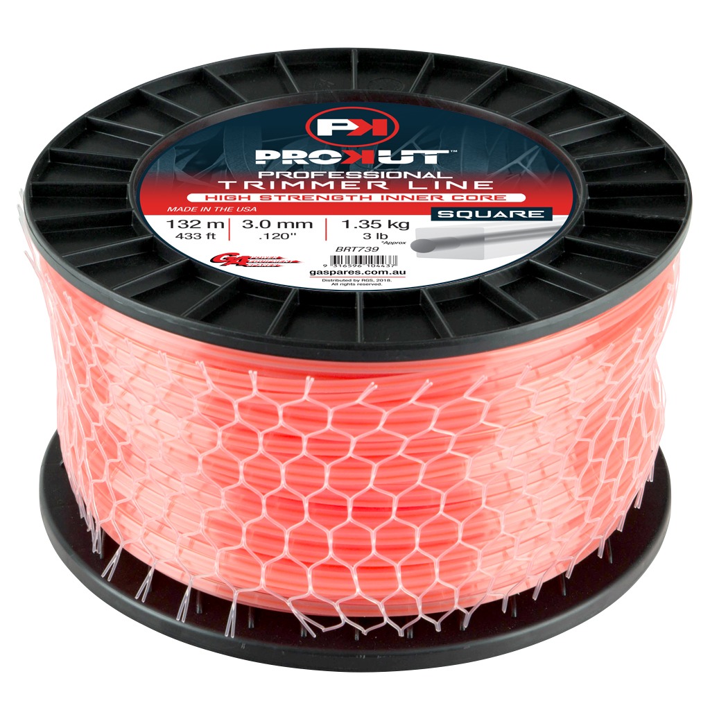 PROKUT TRIMMER LINE SQUARE ORANGE 120 3MM 3LB 132M SPOOL