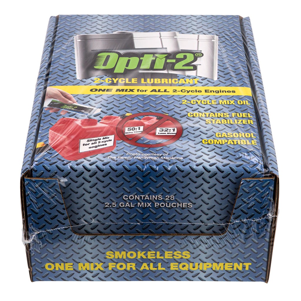 OPTI-2 TWO STROKE OIL 9L MIX POUCH 28 POUCH DISPLAY BOX