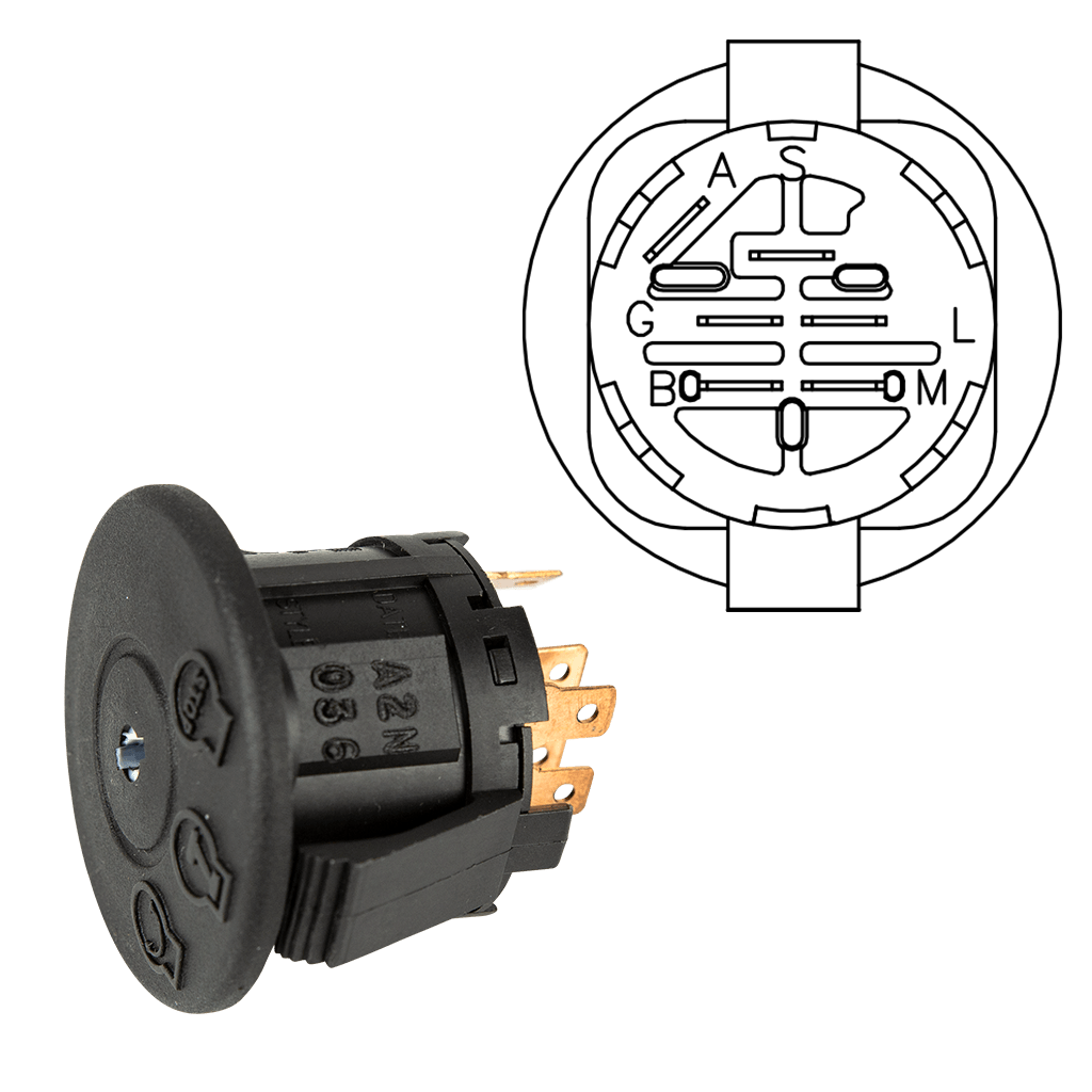 CUB CADET  ROVER IGNITION SWITCH ( 3 POSITION - 6 PIN )