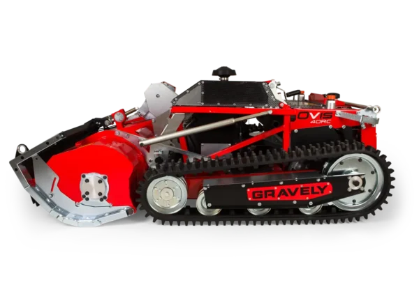 Gravely Ovis 1000 Mower Handling Overgrown Grass on a Steep Slope