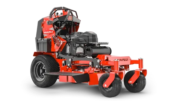 Gravely Z-Stance 32" stand-on mower cutting a Shepparton lawn