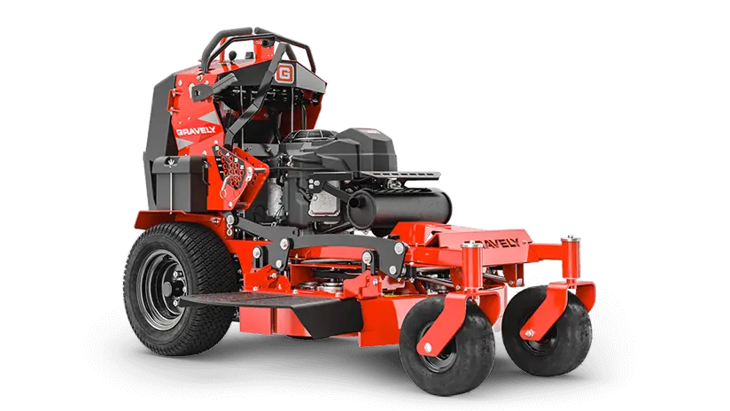 Gravely Z-Stance 32" stand-on mower cutting a Shepparton lawn