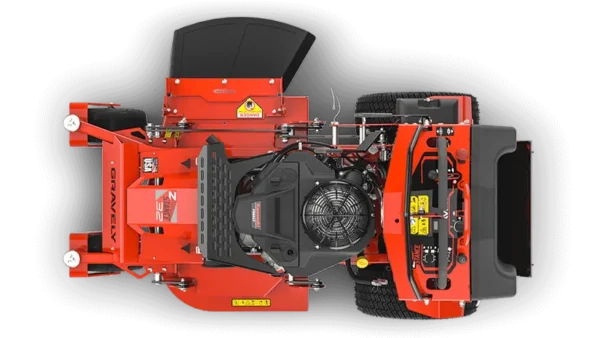 “Overhead image of Gravely Z-Stance 32 stand-on mower showing deck layout, controls and Hydro-Gear ZT-3100 drive system Shepparton.”